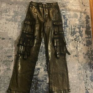 Fashion Nova Metallic Gold Wide Leg Pants